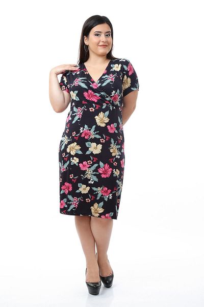 modayız Φόρεμα με μπλε ναυτικό σχέδιο Plus Size 5a-0665