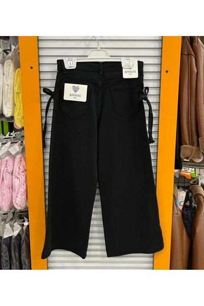 Yonca Çocuk Bayhas Kids 24823 Girls' Straight Wide-Leg Pants with Drawstring Waist