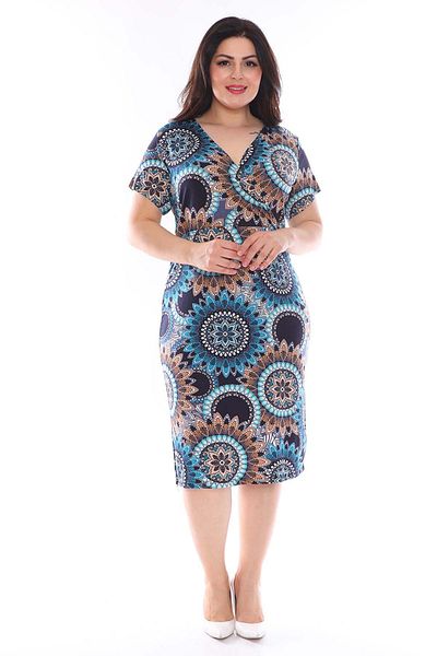 modayız Φόρεμα με μοτίβο διπλό πέτο Plus Size 22b-0964