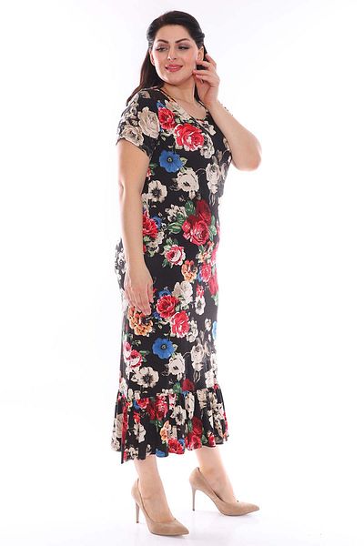 modayız Φόρεμα Μαύρο Σχέδιο Plus Size 27d-0952