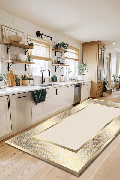 CAPPİO HALI Dijital Baskılı Makinada yıkanabilir Salon Halısı Mutfak Halısı Yolluk Halısı - CP662