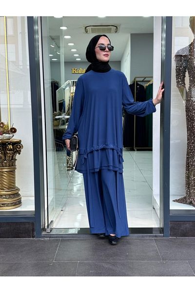NS Moda Blue Hijab Aura Set - Model-529