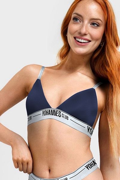 Yohannes Club Dark Blue Single Rubber Strap Women's Bra
