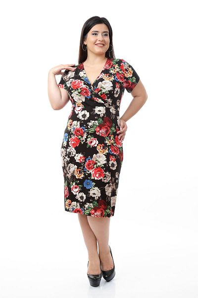 modayız Μαύρο Διπλό Φόρεμα Plus Size 21e-0664