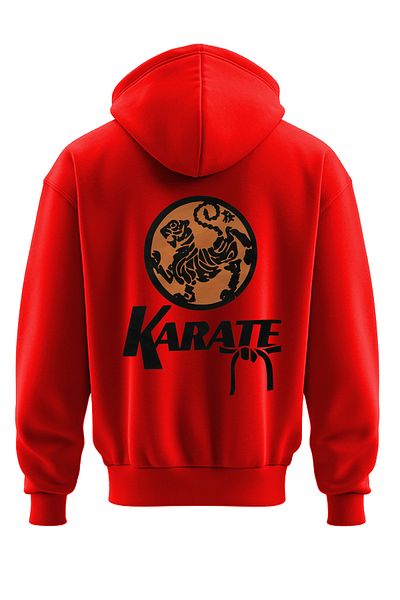 TOP GLORY Суитшърт с качулка и принт с карате тигър - 3 въжета, повдигнати за карате KARAT18007