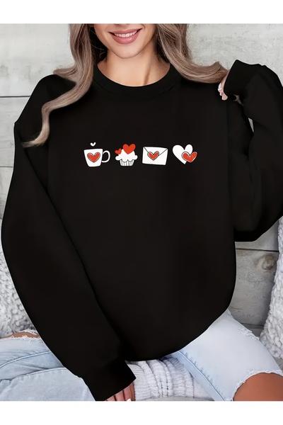 Lider Leather سويت شيرت مطبوع برقبة دائرية - تصميم أنيق ومريح