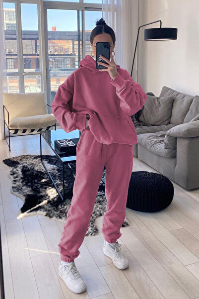 OKULCUBABA Γυναικείο σετ χειμερινής φόρμας με κουκούλα και τσέπη καγκουρό, με...