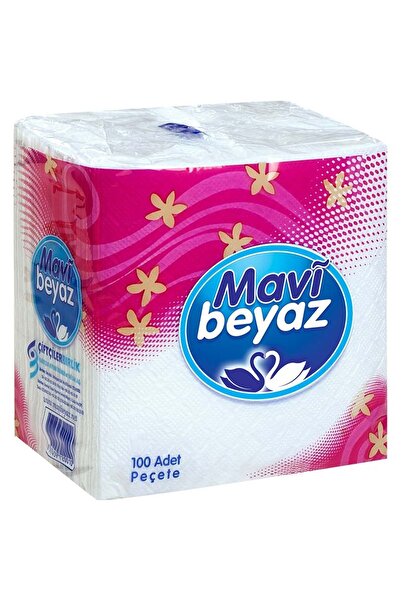 Mavi beyaz 100 منديل 30x30 سم