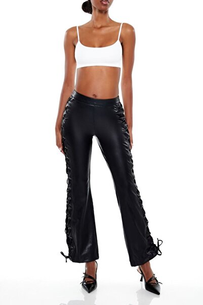 Forever 21 Suni Deri Bootcut Pantolon