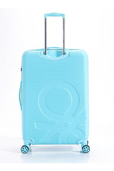 United Colors of Benetton 28" Checked Luggage Trolley, Traveling Bag, Light Blue