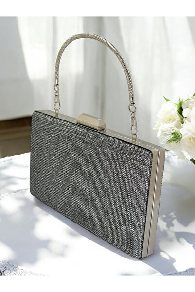 Generic Brand Platinum Color Silvery Metal Handle Women Evening Dress Bag Wed...