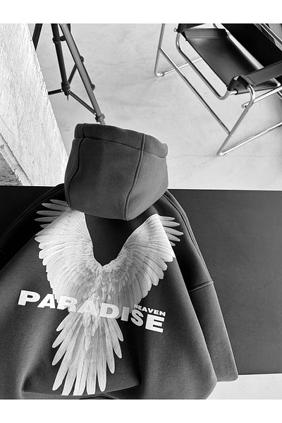 ablukaonline Αντρικό κουκούλα με στάμπα Anthracite Oversize Paradise