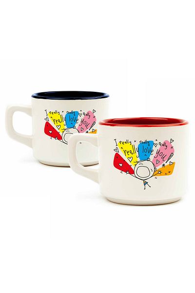 PALTO TASARIM Set of 2 White Venus Cups for Valentine's Day - "I Really Love You!" The Gift