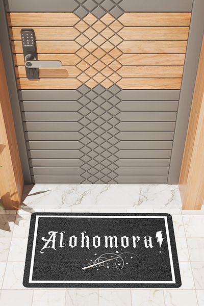Rugmood Модерна дигитален печат черна изтривалка Alohomora