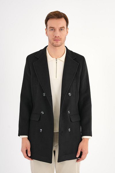 Deri Company Palton pentru bărbați Regal Black dublu