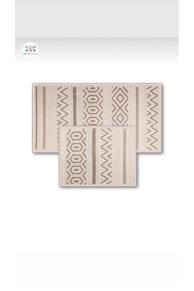 ÇIQRIK HOME Σετ 2 τμχ Αντιολισθητικό Βαμβακερό Σετ Τουαλέτας-Σετ Πατάκι