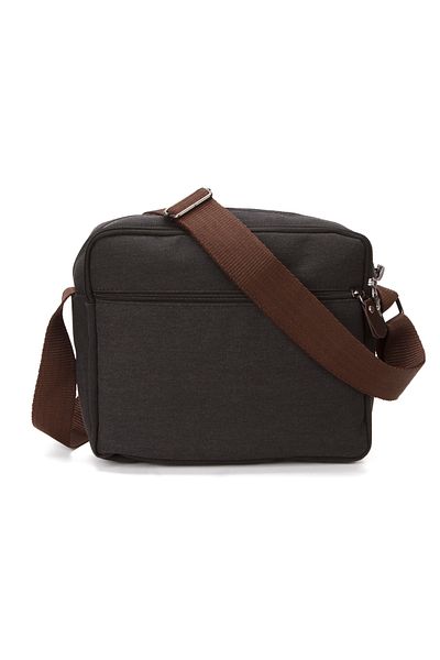 Newish Men's Canvas Fabric Water Resistant Shoulder Bag Black (Business And Travel) Large Compartment