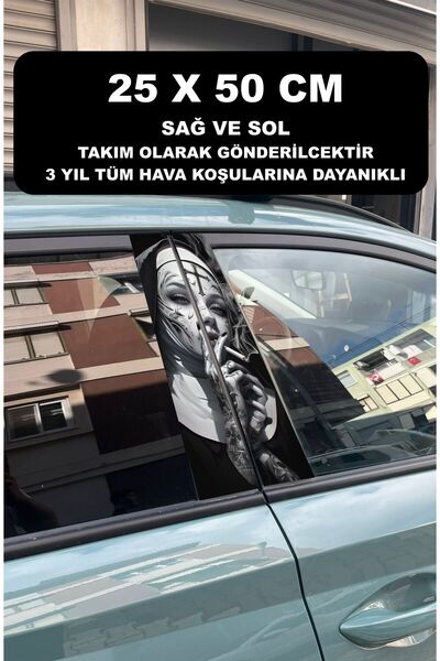 ÖZGÜL REKLAM Rahibe Araç Kapı Direk Kaplama 50x25 CM 2 ADET / Dijital Baskı / Araba Kapı Direk Kaplama