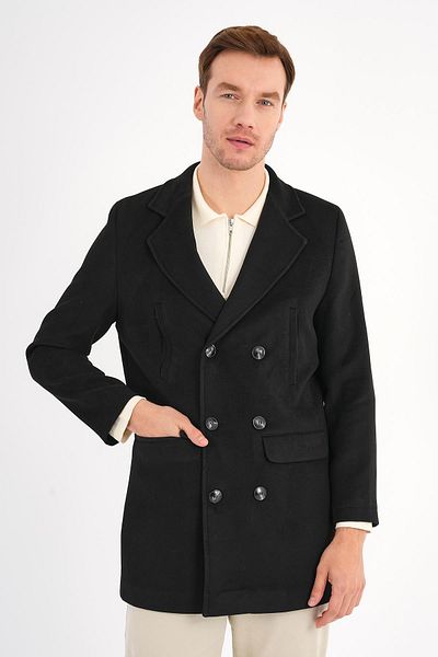 Deri Company Palton pentru bărbați Regal Black dublu