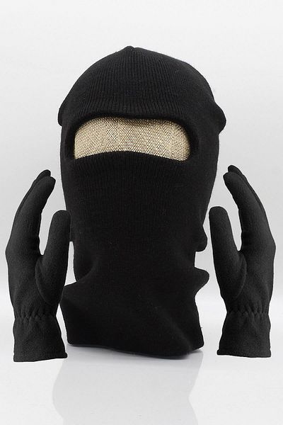 Külah Men's Balaclava Ski Snow Mask Beanie Neck Collar Fleece Gloves Set