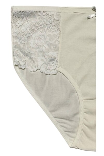 Gizli Butik Ecru Color 3-Piece Women's Cotton Lace Bow Panties Set