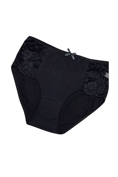 Gizli Butik Chiloți de damă din bumbac cu dantelă laterală neagră