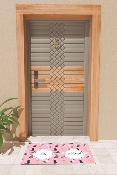 Rugmood Modern Digital Printing Pink Food Bowl Mat Door Mat