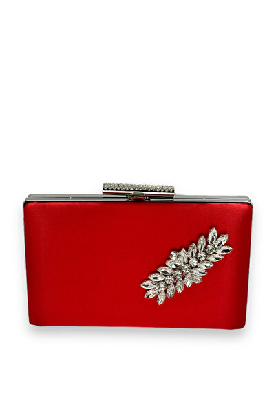 MidStore Red Color Satin Crystal Stone Evening Dress Bag Evening Bag Henna Br...