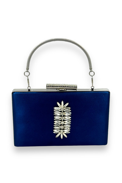 Wedding Fashion Clutch de absolvire de mireasa din satin Henna - culoare bleumarin, geanta de seara cu pietre de cristal