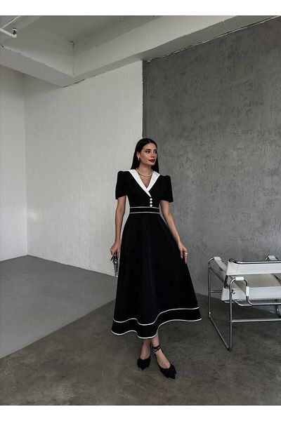 GİZONLY Rochie Midi BRITANIAN cu guler