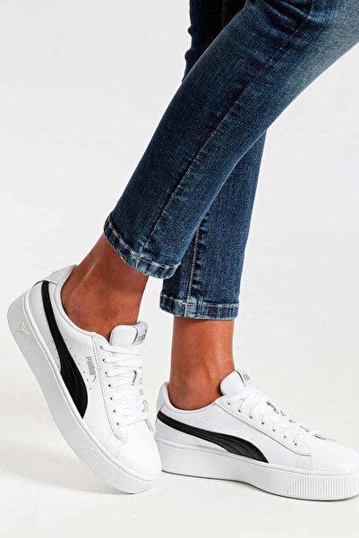Puma Yüksek Taban Vikky Stacked Kadın Günlük Spor Ayakkabı 369143 07 BEYAZ-SYH