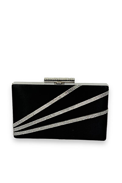 MidStore Black Color Satin Crystal Stone Evening Dress Bag Evening Bag Henna ...