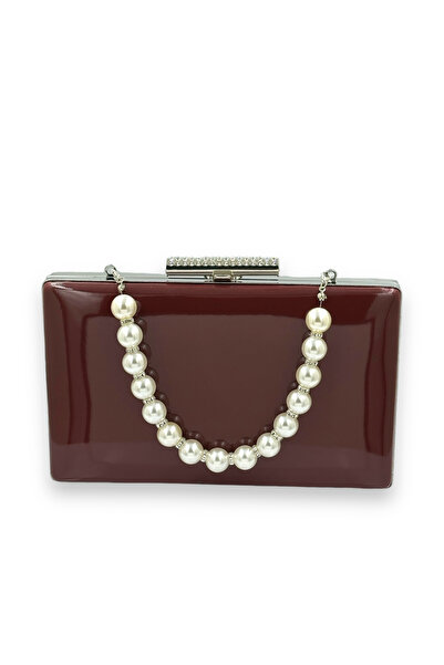 Wedding Fashion Clutch pentru rochie de seară cu mâner de perle din piele lacuită oglindă - Invitație la bal de absolvire Henna