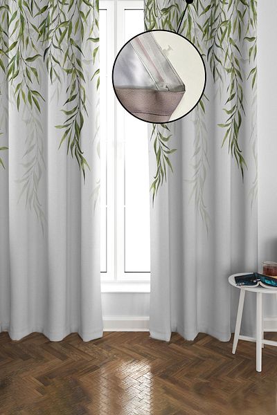 Doruklar Home Collection Blackout Light Proof Blackout High Quality Modern Patterned 2 Blades Background Curtain 140 X 270 Nes Series