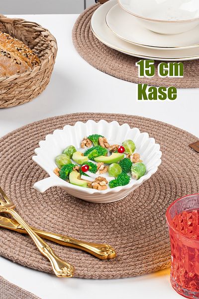 Porsima 1747N Opal Glass Bowl - Leaf Patterned Serving Plate, Deep Salad Presentation, 15 cm