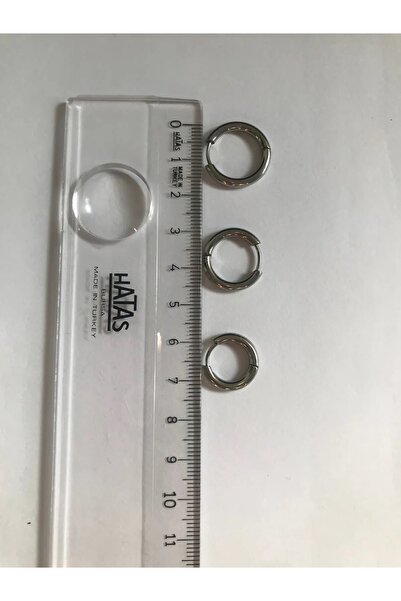 Meyras Touch Çelik 6lı 3 farklı boy halka küpe gümüş renk unisex