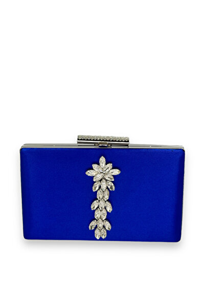 Generic Brand Cobalt Blue Color Satin Crystal Stone Evening Dress Bag Evening...