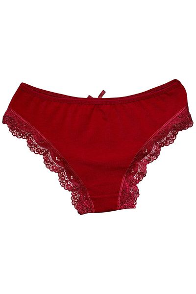 Gizli Butik Women's Lace Detailed Cotton Bikini Panties Red