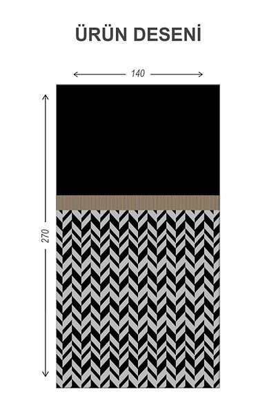 Doruklar Home Collection Blackout Light Proof Blackout High Quality Modern Patterned 2 Blades Background Curtain 140 X 270 Nes Series