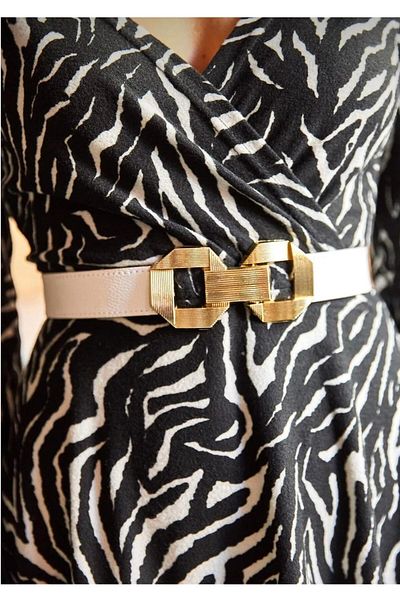 MODAM HİFA Snap-On Back Elastic Women's Belt Dress Belt Shirt Belt Coat Belt Rhinestone Belt Pants
