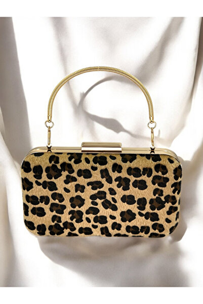 Wedding Fashion Geantă pentru rochie de seară cu mâner metalic cu model leopa...