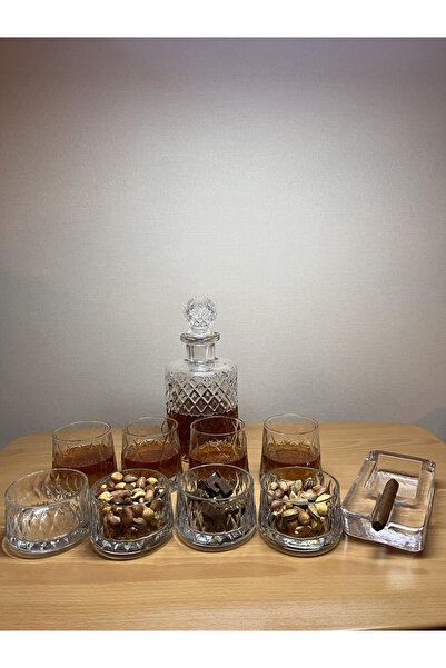 FAYA HOME Paşabahçe Leafy 10 Parça Viski Sürahi Puro Küllüklü Karaf Seti