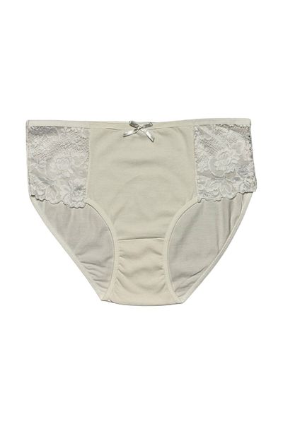 Gizli Butik Γυναικεία εσώρουχα Ecru - Πακέτο 6, βαμβακερά, δαντέλα στο πλάι και λεπτομέρεια φιόγκου