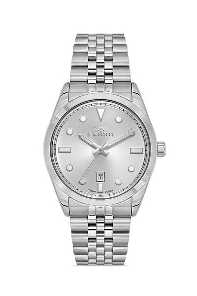 FERRO Silver Steel Band Men's Wrist Watch F11567Awt-A