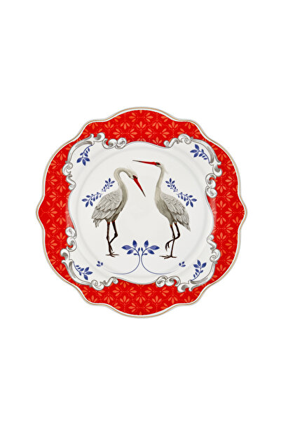 CHIARA ALESSI صحن الإفطار الخزفي الأحمر من ألور 21 سم