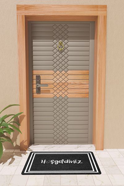 Rugmood Modern Digital Printing Black Double Framed Welcome Door Front Mat