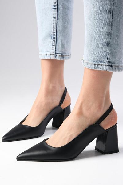 Mio Gusto Anette černá barva špičaté boty s otevřenou zadní částí na silném podpatku