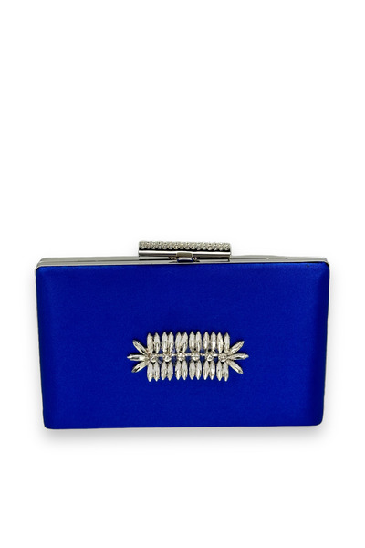 Generic Brand Cobalt Blue Color Satin Crystal Stone Evening Dress Bag Evening...