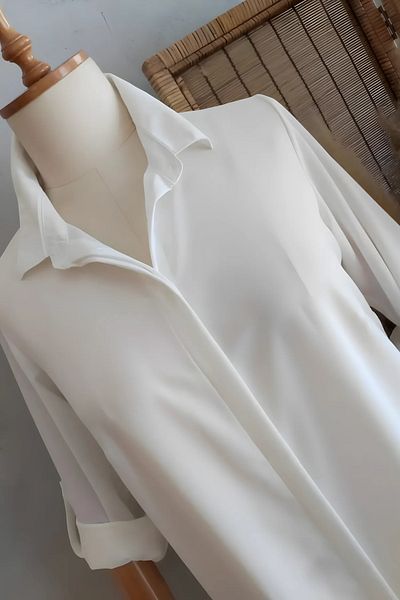 Hanezza Rochie de seara dama marime mare, tesatura Jesica, camasa cu maneca pliata ecru