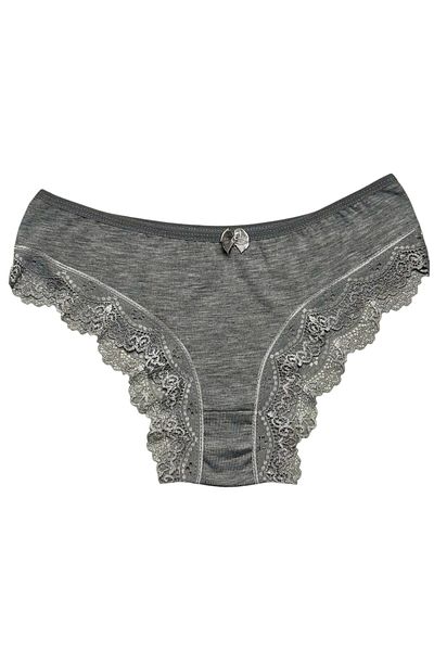 Gizli Butik Women's Lace Detailed Cotton Bikini Panties Gray